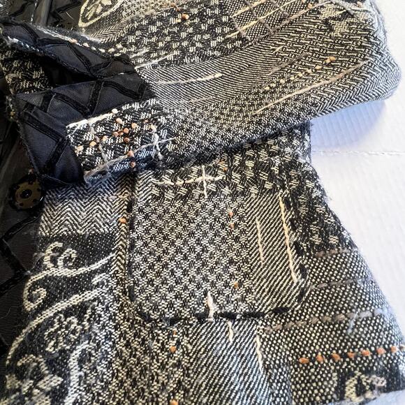 Coldwater Creek Womens Tweed Jacket Black Plaid Patch Size PS - Picture 12 of 13